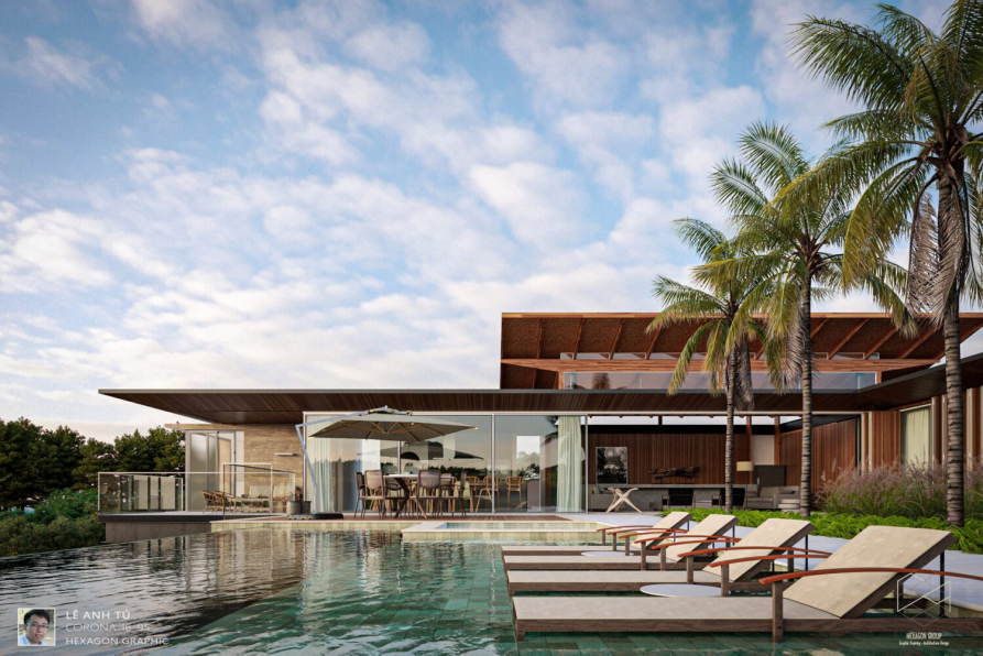 Nguyen Thuy Khanh Duc - Free 3D Pool House Exterior Model Download 