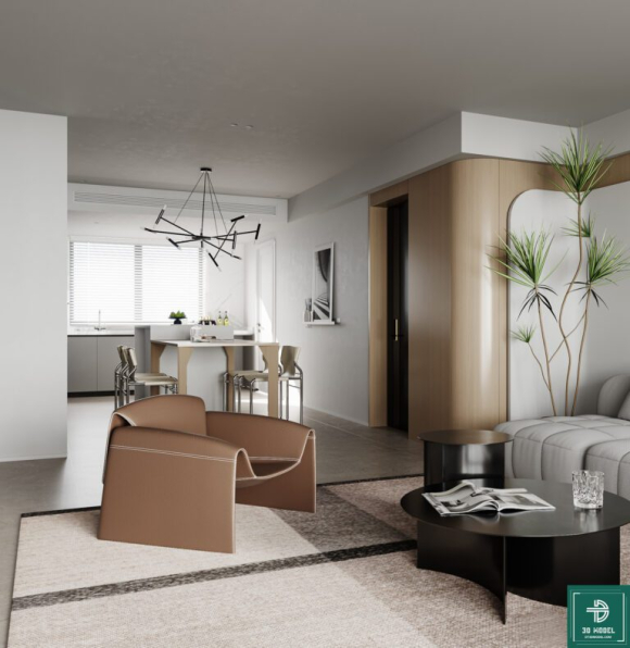 3D Model of Living Room Interior For Free Download