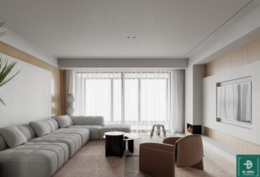 3D Model of Living Room Interior For Free Download