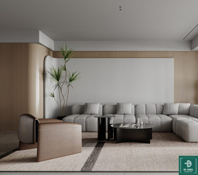 3D Model of Living Room Interior For Free Download