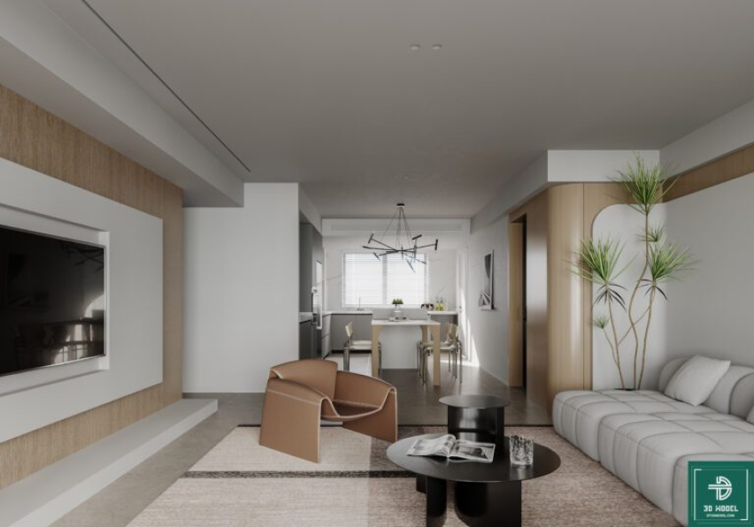 3D Model of Living Room Interior For Free Download