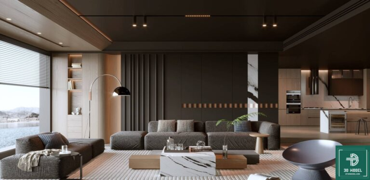 3D Model of Living Room Interior For Free Download