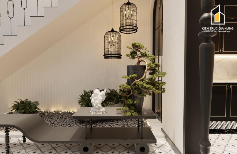Bao An - 3D Indochine Living Room - Kitchen Interior Model Download 