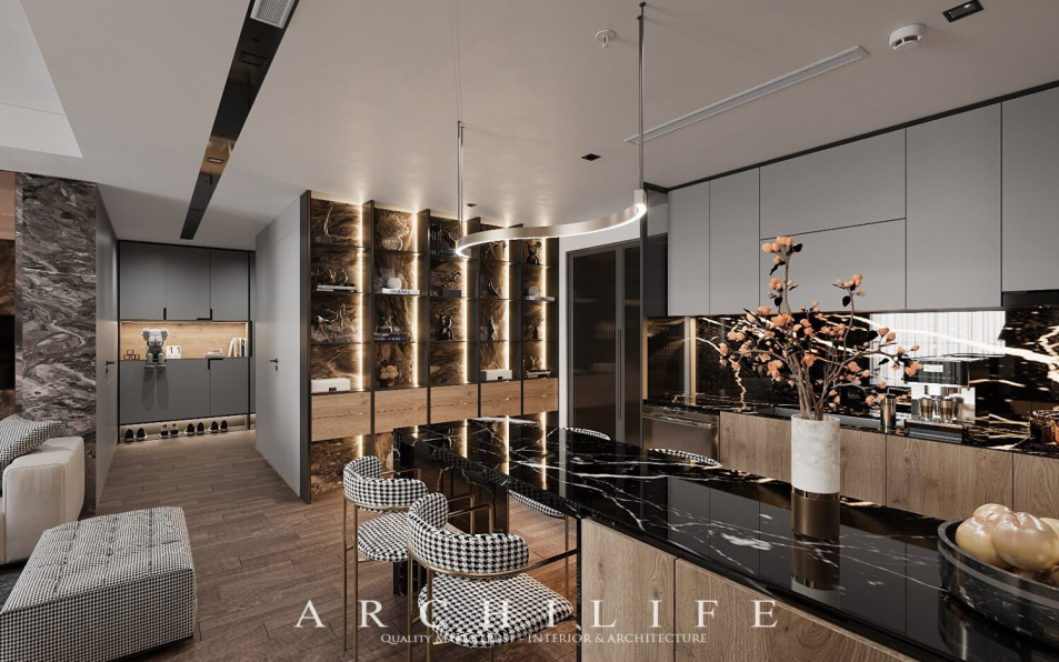 Cao Van Luan - 3D Living Room - Kitchen Interior Model Download 