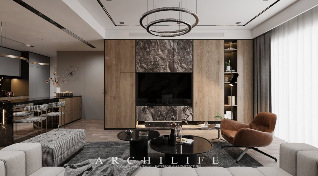 Cao Van Luan - 3D Living Room - Kitchen Interior Model Download 