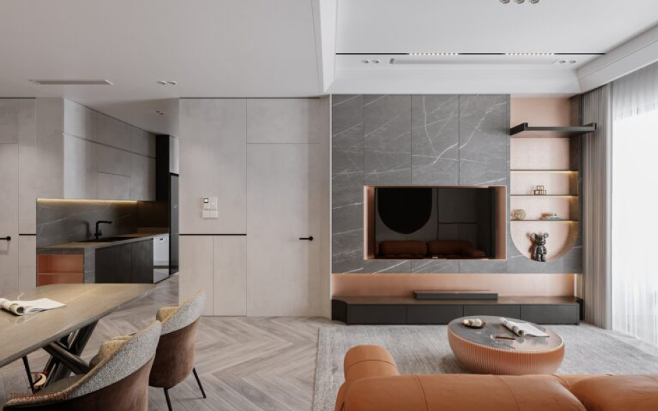 Tuan An - Free 3D Living Room- Kitchen Interior Model Download 
