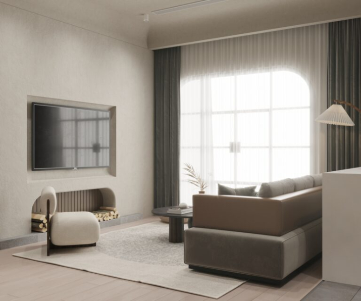 Tuan Dat - Free 3D Living Room- Kitchen Interior Model Download 