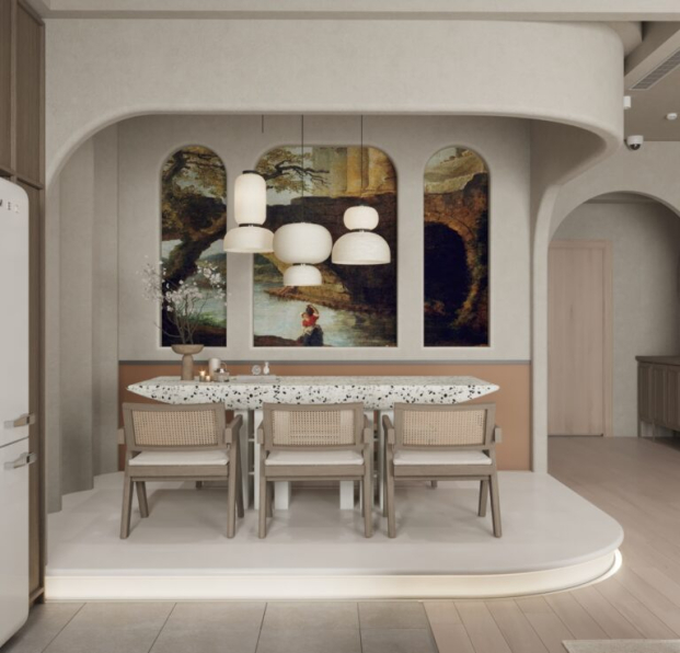 Tuan Dat - Free 3D Living Room- Kitchen Interior Model Download 