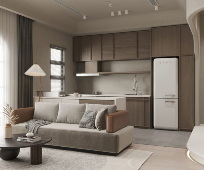 Tuan Dat - Free 3D Living Room- Kitchen Interior Model Download 