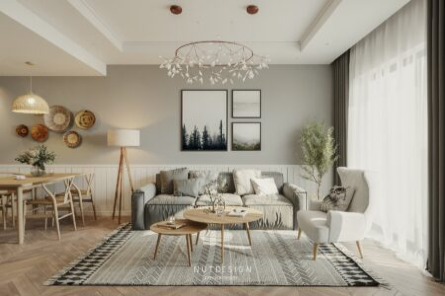 Hoang Thoa -  Free 3D Living Room- Kitchen Interior Model Download 