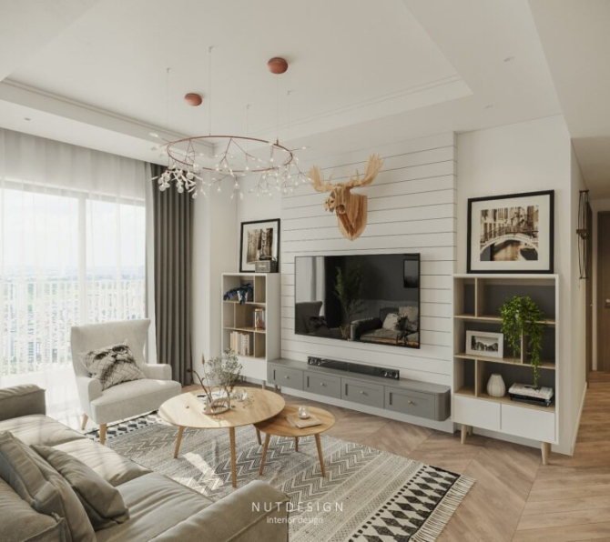 Hoang Thoa -  Free 3D Living Room- Kitchen Interior Model Download 