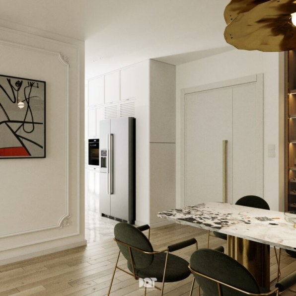 Nguyen Chi - Free 3D Living Room- Kitchen Interior Model Download 