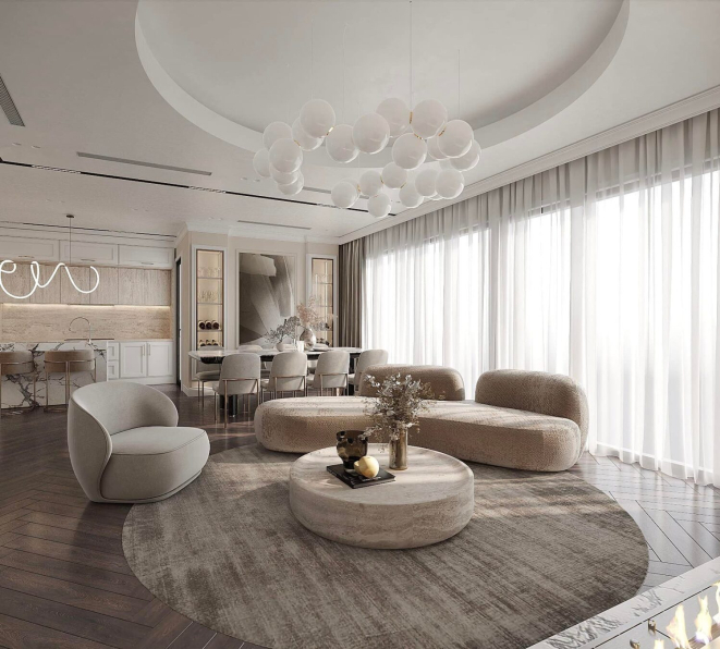 Hien Hien - Free 3D Living Room- Kitchen Interior Model Download