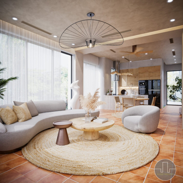 Trung Nghia - Free 3D Living Room- Kitchen Interior Model Download 
