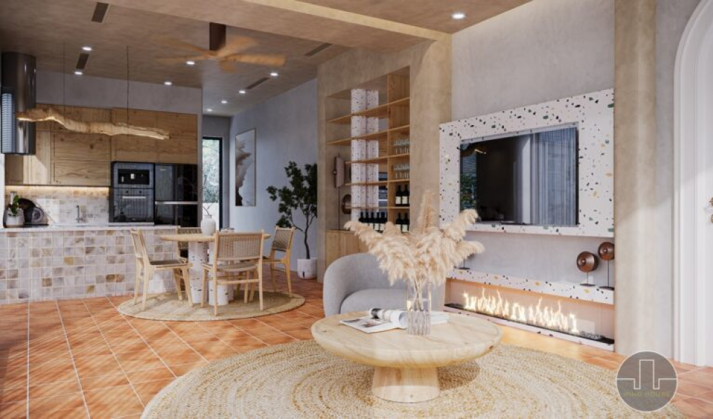 Trung Nghia - Free 3D Living Room- Kitchen Interior Model Download 