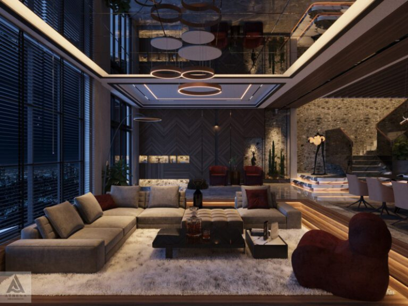 Du Ta - Free 3D Living Room- Kitchen Interior Model Download 