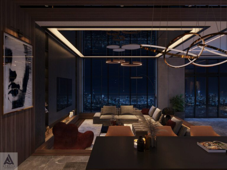 Du Ta - Free 3D Living Room- Kitchen Interior Model Download 