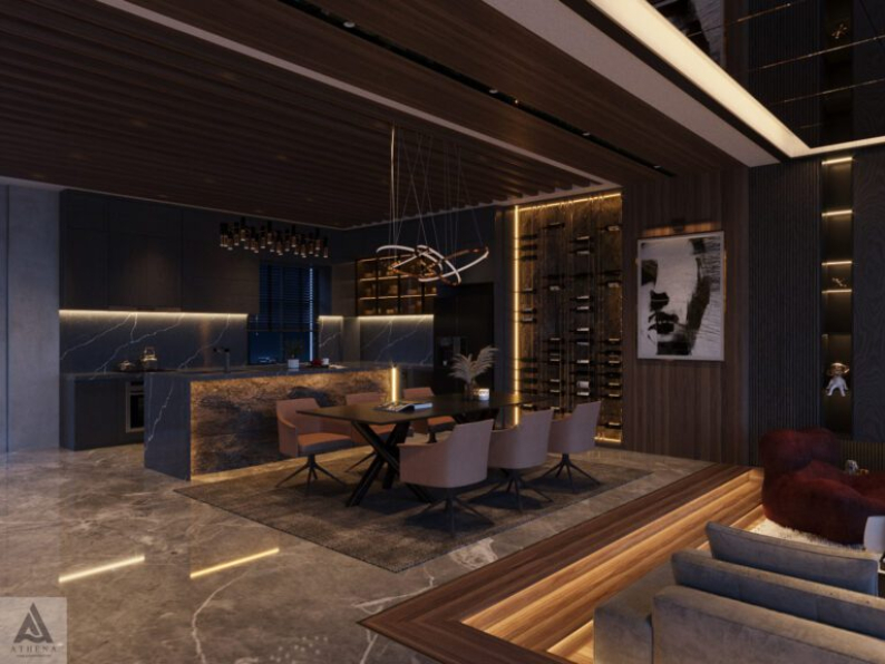 Du Ta - Free 3D Living Room- Kitchen Interior Model Download 