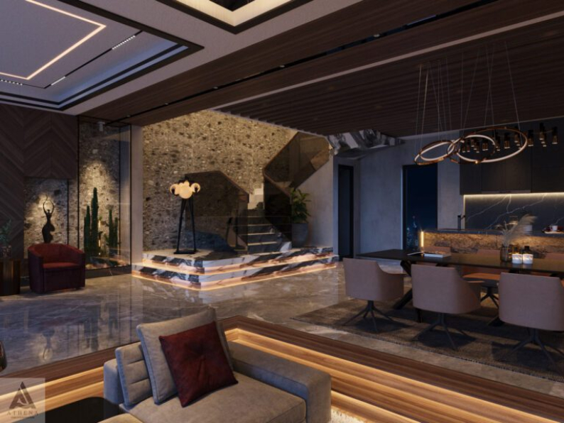 Du Ta - Free 3D Living Room- Kitchen Interior Model Download 
