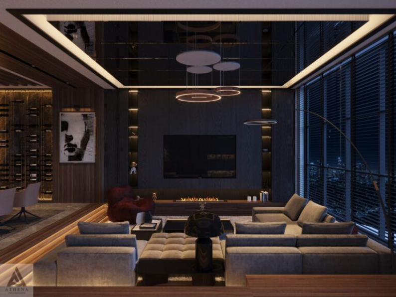 Du Ta - Free 3D Living Room- Kitchen Interior Model Download 