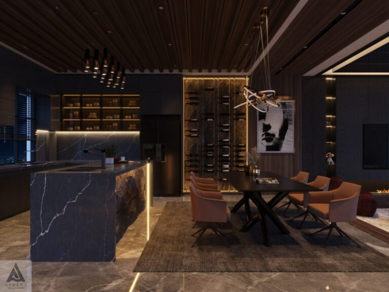 Du Ta - Free 3D Living Room- Kitchen Interior Model Download 