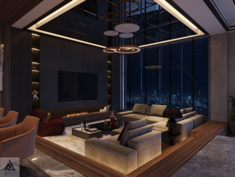 Du Ta - Free 3D Living Room- Kitchen Interior Model Download 