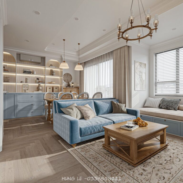 Hung Le - Free 3D Living Room- Kitchen Interior Model Download 