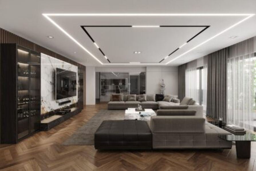 Duc Quan - Free 3D Living Room- Kitchen Interior Model Download