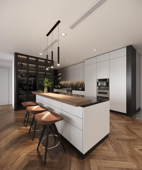Duc Quan - Free 3D Living Room- Kitchen Interior Model Download