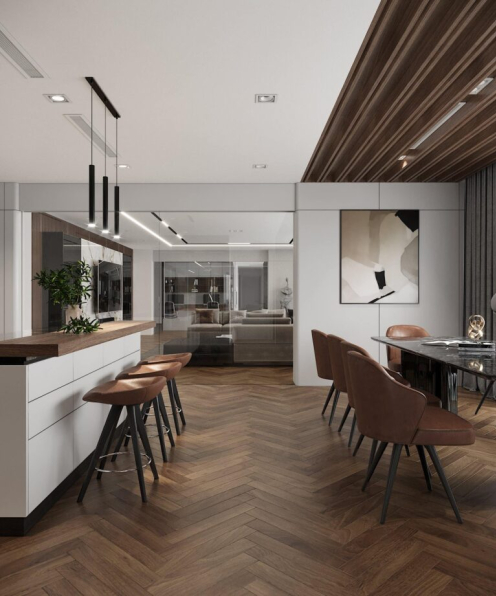 Duc Quan - Free 3D Living Room- Kitchen Interior Model Download