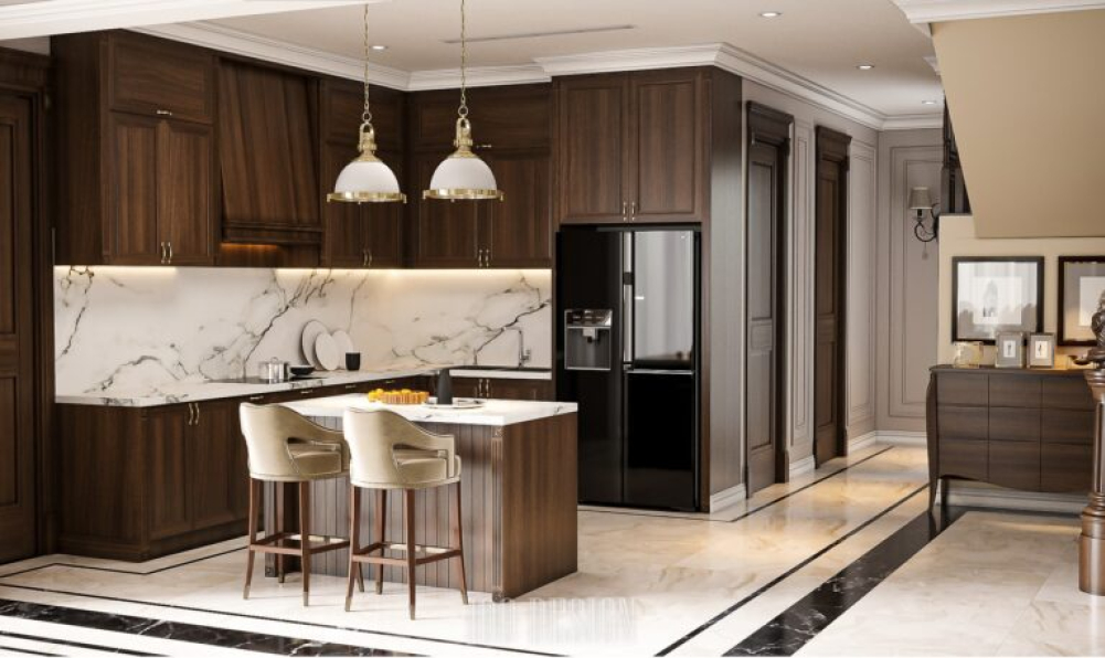 Pham Ha - Free 3D Living Room- Kitchen Interior Model Download 