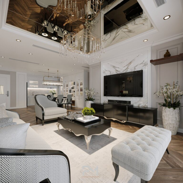 Phong Mai BK - Free 3D Living Room- Kitchen Interior Model Download 