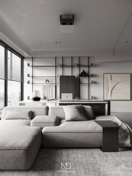 Tran Nghia - Download Free Living Room- Kitchen Interior Model 