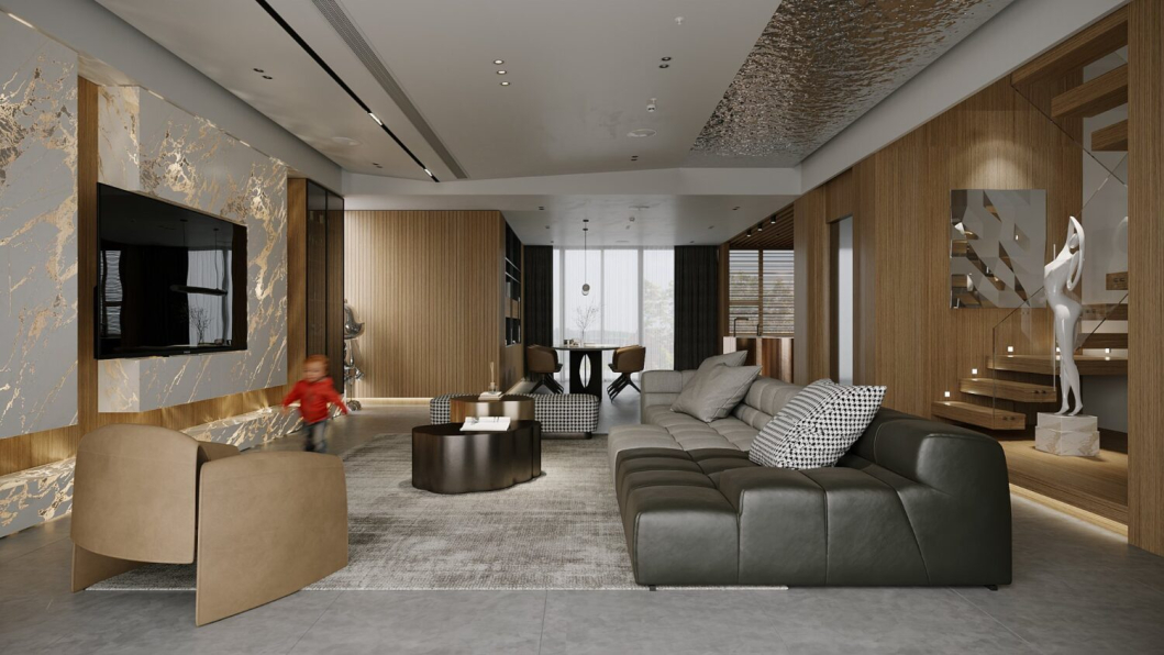 Nguyen Ha Download Free Living Room- Kitchen Interior Model 