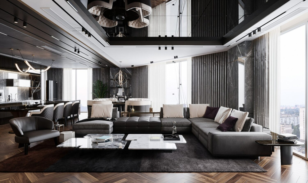 Hoang Phuong - Download Free Living Room- Kitchen Interior Model 