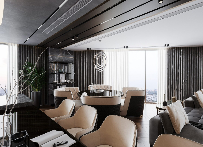 Hoang Phuong - Download Free Living Room- Kitchen Interior Model 