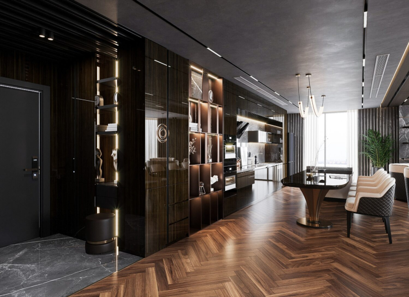 Hoang Phuong - Download Free Living Room- Kitchen Interior Model 