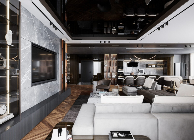 Hoang Phuong - Download Free Living Room- Kitchen Interior Model 