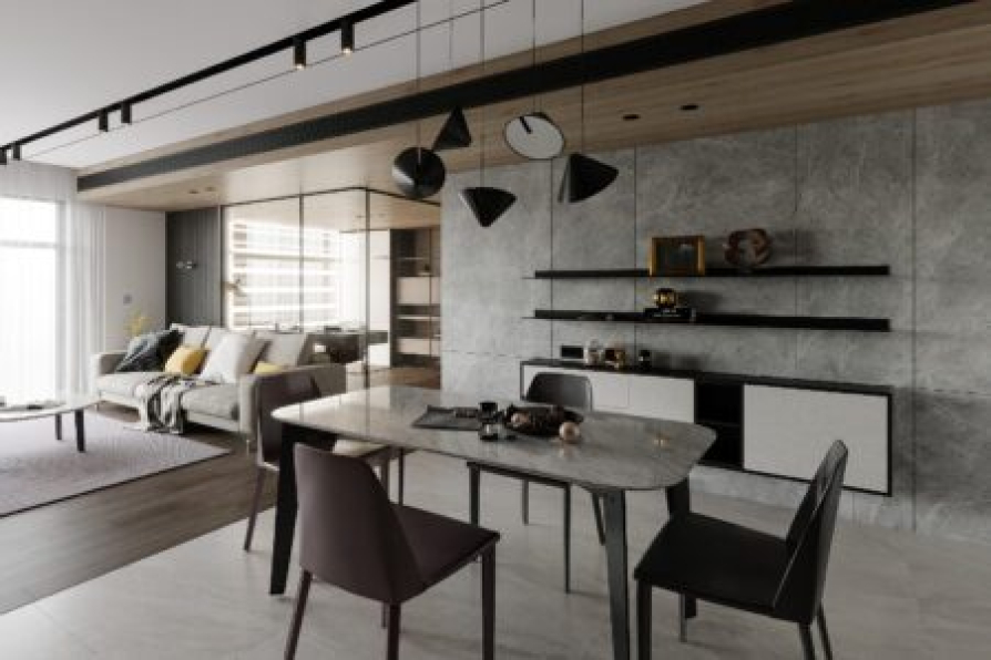 Nguyen Duc Huy - Free 3D Living Room- Kitchen Interior Model Download 
