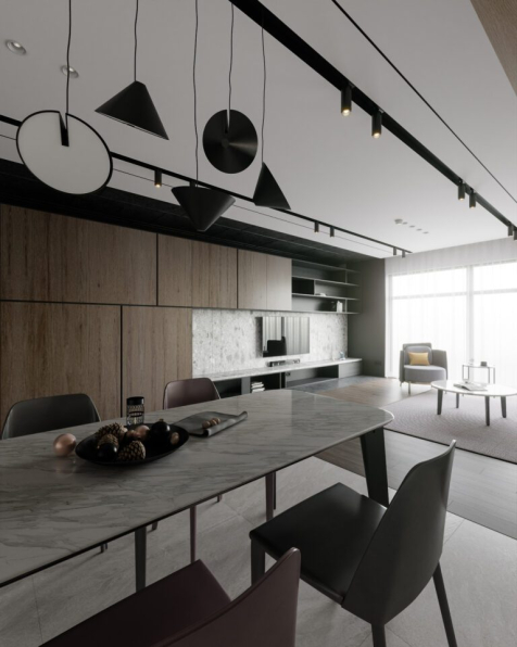 Nguyen Duc Huy - Free 3D Living Room- Kitchen Interior Model Download 