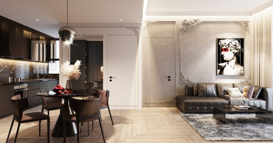 Quan Tran - Free 3D Living Room- Kitchen Interior Model Download 