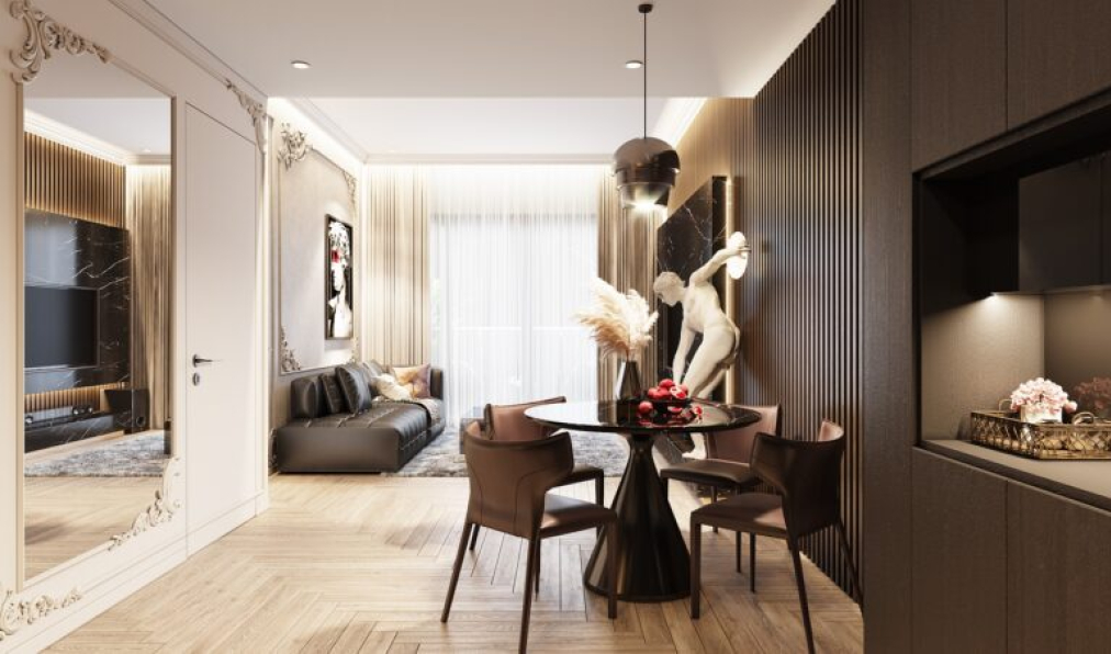 Quan Tran - Free 3D Living Room- Kitchen Interior Model Download 