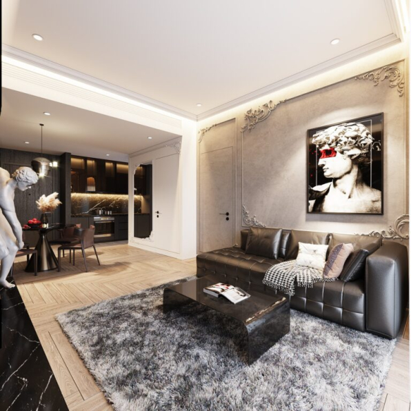 Quan Tran - Free 3D Living Room- Kitchen Interior Model Download 