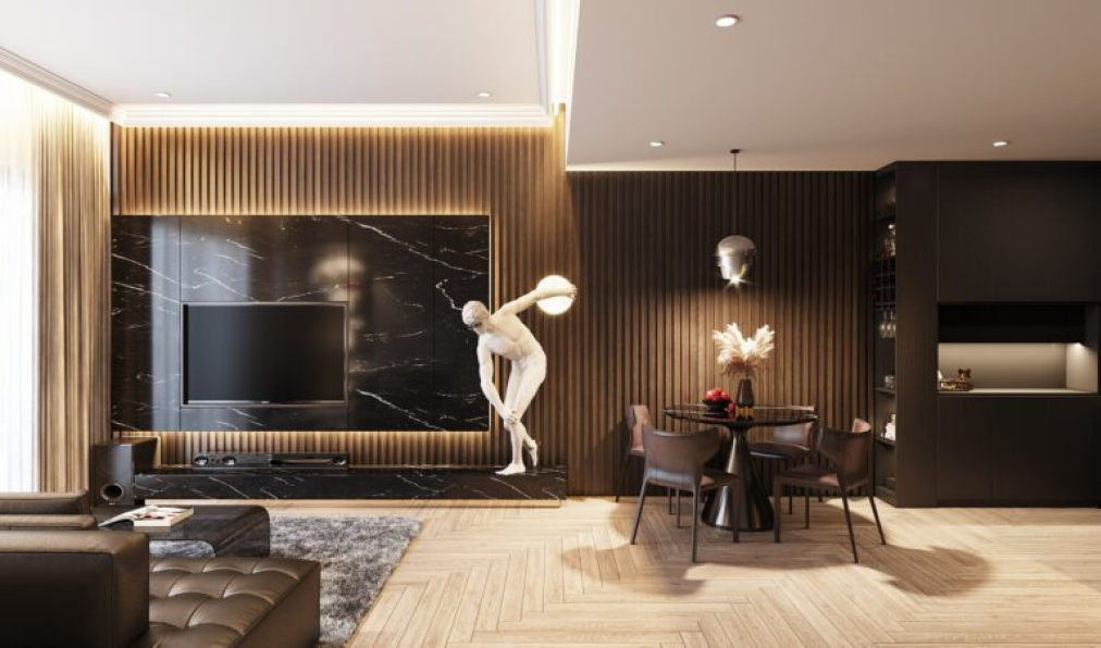 Quan Tran - Free 3D Living Room- Kitchen Interior Model Download 