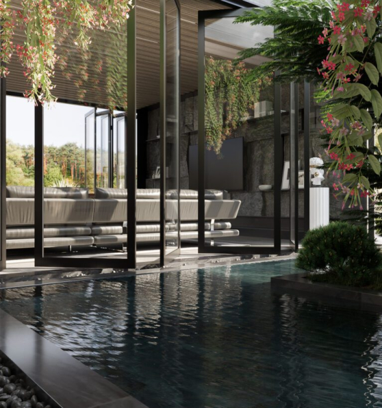 Cao Thi - Free 3D Livingroom- Kitchen Interior Model Download 