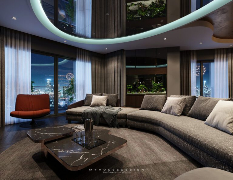 Bui Vien - Free 3D Livingroom- Kitchen Interior Model Download 