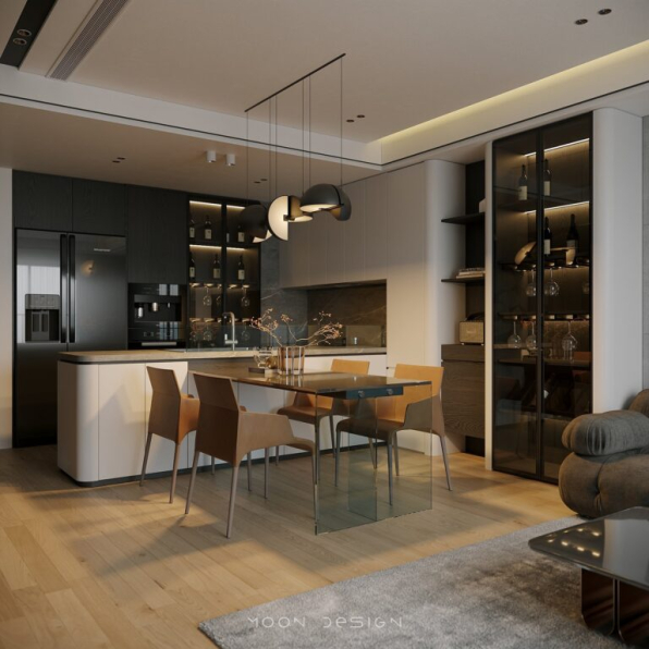 Nguyen Ha - 3D Living Room - Kitchen Interior Model Download 