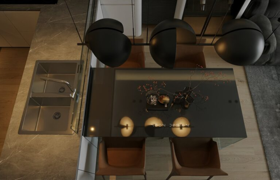 Nguyen Ha - 3D Living Room - Kitchen Interior Model Download 