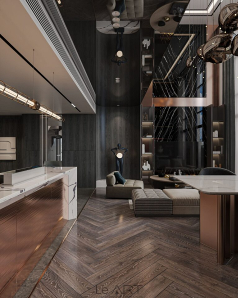 L-Hoang Tin - Free 3D Living Room - Workroom Interior Model Download 