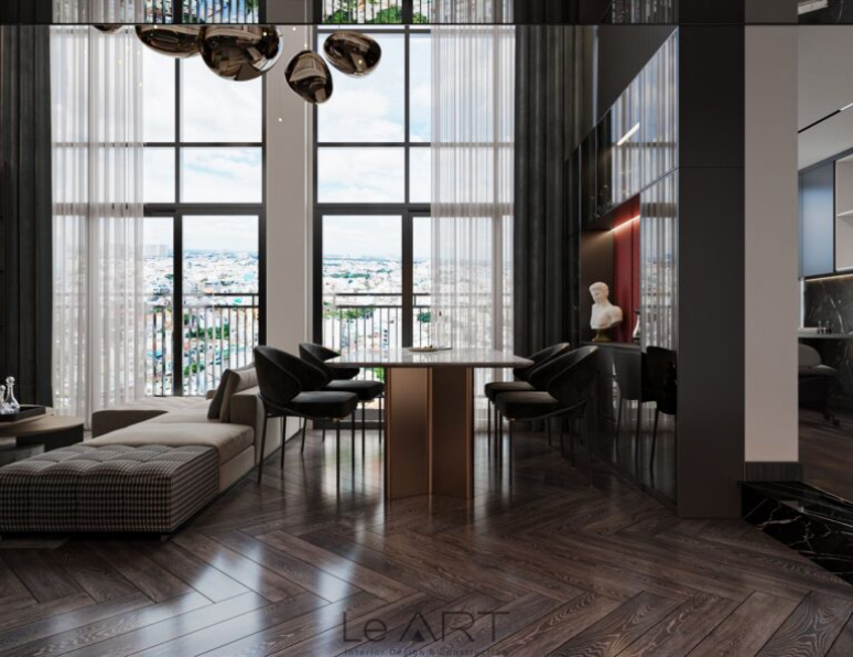 L-Hoang Tin - Free 3D Living Room - Workroom Interior Model Download 